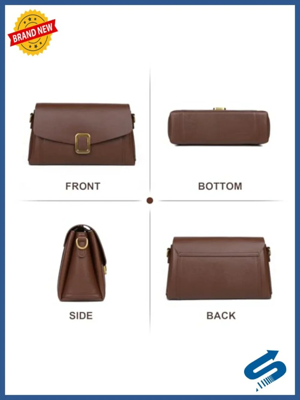 Genuine Leather Crossbody Bag for Women, Adjustable Shoulder Bag, Lightweight